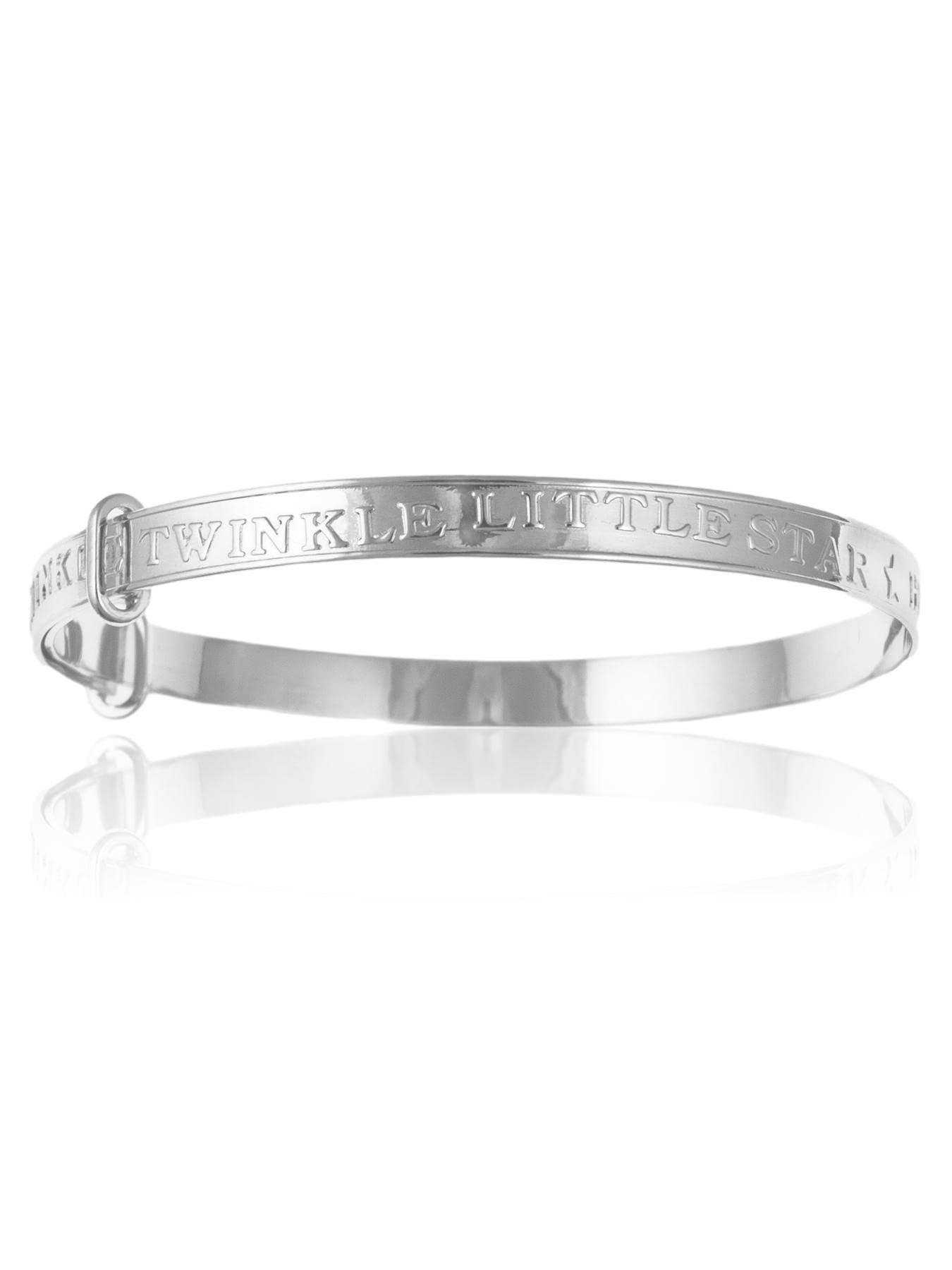 Designer Inspirations Boutique 'TWINKLE TWINKLE LITTLE STAR' 4MM Wide Expanding/Expandable/Adjustable Bangle Bracelet for Baby/Child/Children/Girl - 925 Sterling Silver - Size: BABY (Large)