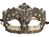 Womens Brocade Lace Masquerade Mask - Gold