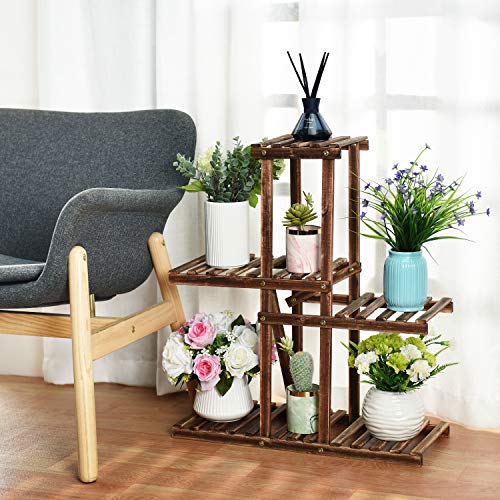 Wood Plant Stand Indoor Outdoor, Wooden Plant Display Multi Tier Flower