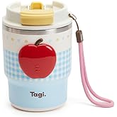 Tagi. Imagine Apple Tumbler 12oz with with Foldable Straw, 316L Stainless Steel Insulated Water Bottle, Leak-Proof, Fits in Cup Holder (Seasalt Apple)
