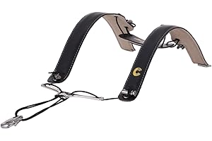 CIELMUSIC LONGTAI Saxophone Neck Strap with Thick Soft Padded,Black PU Leather,Metal Hook for Baritone Alto Tenor Soprano Sax