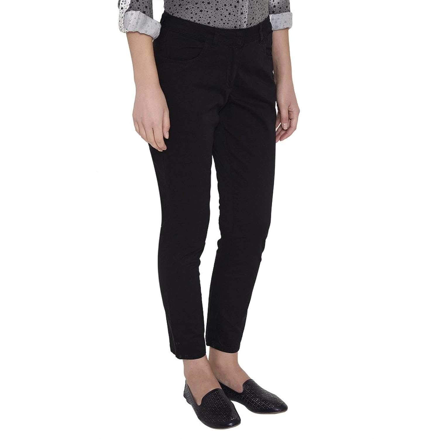 amari west black solid trousers