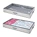 mDesign Soft Fabric Under Bed Storage Organizer Holder Bag for Clothing, Accessories, Linen - Easy-View Top Panel, Attached 2-Way Zippered Lid, Side Handles - 2 Pack - Gray