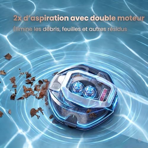 Robot Piscine Pooleco 10, Aspirateur Piscine sans Fil 90min et 2,5 litres, Auto-Parking, Entretien Facile, pour Toutes Les Formes et Surfaces de Piscines Hors Sol et Enterrées Jusqu’à 80㎡
