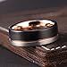 TUSEN JEWELRY Tungsten Carbide Wedding Band 8mm Rose Gold Line Ring Black and Silver Brushed Comfort Fit