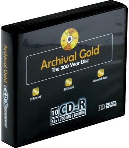 Delkin Devices 10PK ARCHIVAL Gold CD-R Wallet (Gold CDR/10)