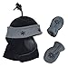 N'Ice Caps Boys Wrap Around Hat and Mitten Set with Embroidery (6-15 Months, Infant - Black/Charcoal Grey)