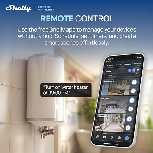 1 Gen3 - Wi-Fi & Matter Interruttore Intelligente Relé, 1 Canale, 16А, Contatto Pulito, Controllo Remoto e Automazione, Porta del Garage, Nessun Hub Richiesto, Alexa, Google Home (2 Pezzi)
