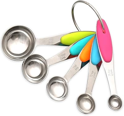 H&S Stainless Steel Measuring Spoons Set of 5 for Baking