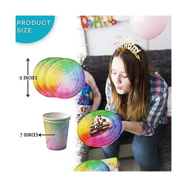Matana-61-Piece-Rainbow-Party-Tableware-Set-Caters-for-15-Guests Matana - Rainbow Party Tableware Set - Paper Plates Cups Napkins Tablecloth for Kids Birthday Party - Caters for 15…