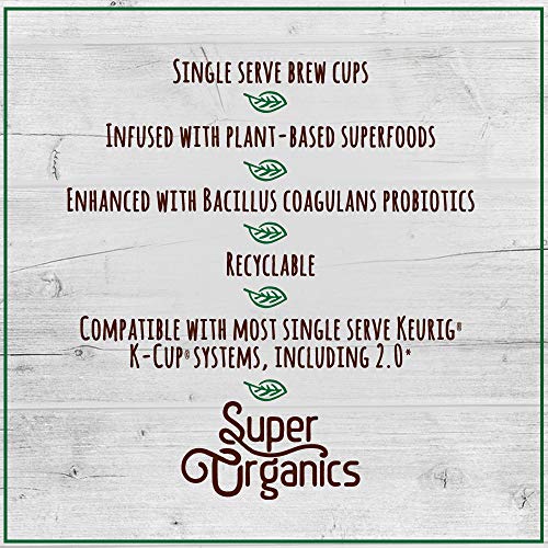Super Organics Cardio Support Coffee Brew Cups With Superfoods & Probiotics | Keurig K-Cup Compatible | Cardiovascular Health | Medium Roast, USDA Certified Organic, Vegan & Fair Trade Coffee, 12ct
