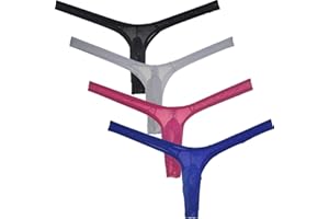JAXFSTK Men's Minimal Coverage Bulge Thong Underwear See-through Mesh Mini Bikini Tangas
