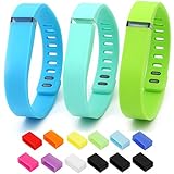 Henoda 3PCS Small Replacement Bands with Metal Clasps for Fitbit Flex Wireless Activity Sleep Wristband, Set of 3 with 12 Piece Colorful Silicon Fastener Ring