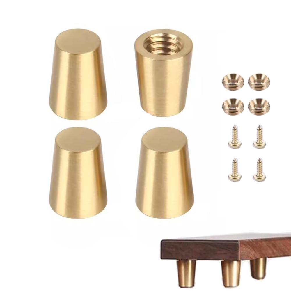 Singring 4PCS Brass Wood Cutting Board Feet Jewelry Box Feet Walnut Wood Board Feet Display Tray Riser Feet with Screws and Washers for Kitchen Appliances and Multiple Furniture (30mm/1.18inch)
