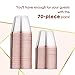 Rose Gold Party Cups (70-pc), 9 oz Clear Plastic Cups with Rose Gold Rims, Durable Rose Gold Rim Plastic Cups, Holiday Partyware, Elegant Disposable Cups for Wedding Birthday & Special Occasions