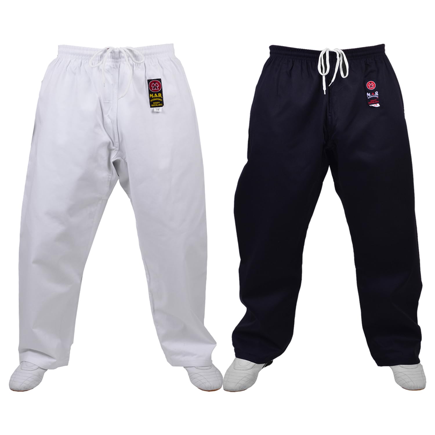 MAR | Black Karate Trousers Unisex, Martial Arts Trousers for Woman, Men & Kids, Martial Arts Training, Competition & Tournament Pants, 8oz Polycotton Fabric (5/180)