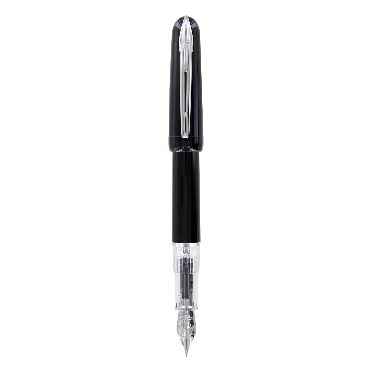 Waterman Kultur Fountain Pen, Black with Chrome Trim, Fine Nib with Blue Ink