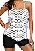 Aleumdr Womens Spaghetti Straps Ruffle Polka Dots Tankini Top Set Swimsuits Shortini Swimwear with Swim Shorts Plus 2xl Size Black White