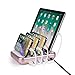 Merkury Innovations 4.8 Amp 4-Port USB Charging Station Fast Charge Docking Station for Multiple Devices - Multi Device Charger Organizer - Compatible w Apple iPad iPhone and Android,White/Rose Gold