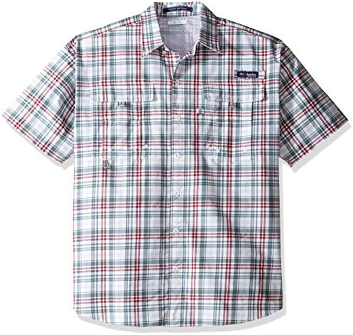 Columbia Sportswear Men's Super Bahama Short Sleeve Shirt, Beet Multi Check, Large