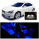 Ameritree Nissan Maxima 2009-2014 (11 Pieces) Blue LED Lights Interior Package and White LED License Plate Kit