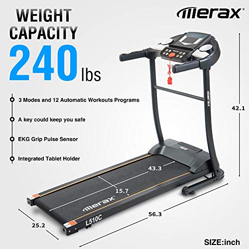 Merax Folding Electric Treadmill Motorized Running Machine Easy Assembly Electric Treadmills for Home, 12 Programs with Transporation Wheels Merax Folding Electric Treadmill Motorized Running Machine Easy Assembly Electric Treadmills for Home, 12 Programs with Transporation Wheels