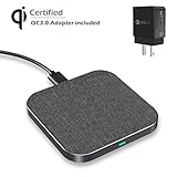 Wefunix 10W/7.5W Fast Wireless Charger Fast Qi Wireless Charging Pad Compatible with Samsung S10/S9/S8/S7/Note 9 8 5 iPhone Xs XS Max XR 8 8 Plus &All Qi Phones [USB-C Input]- QC3.0 Adapter Included