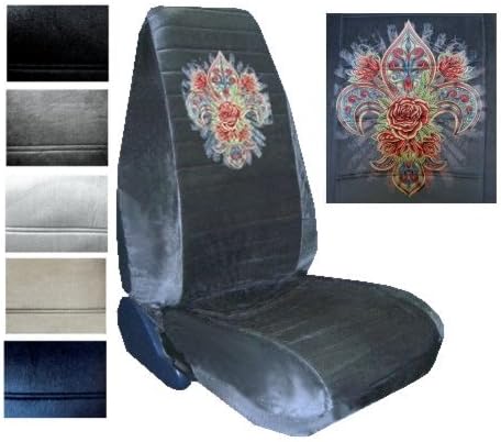 Seat Cover Connection Rose Fleur Delis print 2 High Back Bucket Car Truck SUV Seat Covers - Tan