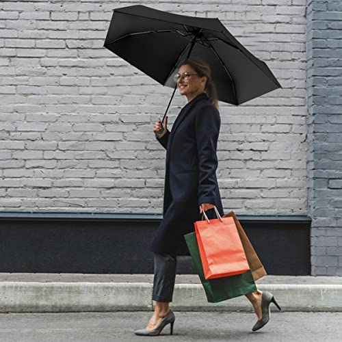 MXCOCO Paraguas de Bolsillo para Lluvia y Sol, Mini Sombrilla Plegable con Protección UV, Resistente al Viento y Lluvia, Ligero y Portátil con Estuche para Llevarlo Diario en Bolsa o Mochila