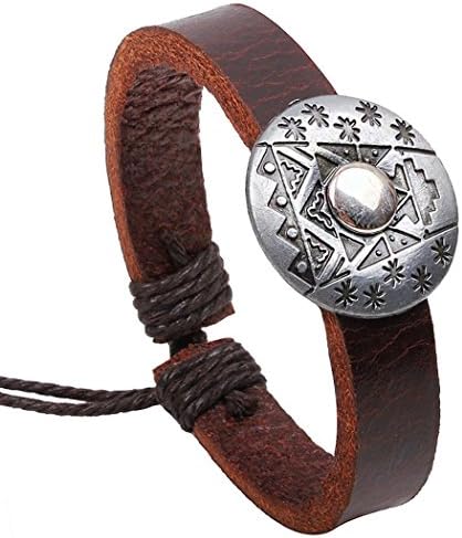 Desklets Boys / Girls Handmade Vintage Braided Leather Wax Rope Elegant Alloy Charm Bracelets(Shields3)