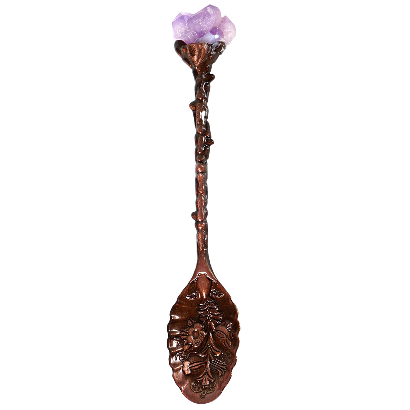 Soulnioi Retro Amethyst Crystal Alloy Metal Coffee Tea Spoon Dessert Spoon Vintage Ice Cream Spoons