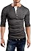 Grin&Bear Slim Fit 3/4 Sleeve Henley Shirt T-Shirt, Charcoal, M, BH108