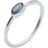 Yeshu Jewels Labradorite Ring 925 Sterling Silver | Natural Oval Gemstone Handmade Jewelry Ring for Women