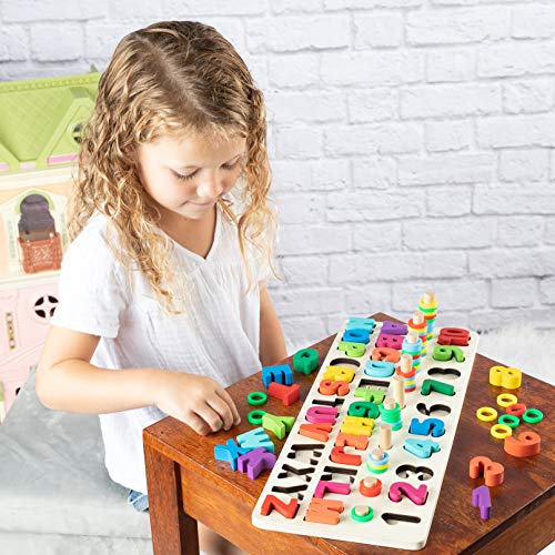 Toy To Enjoy Wooden Alphabet & Numbers Puzzle Toy for Kids - Number 1-10 and ABC Letters Montessori Jigsaw - Learning & Early Educational Toy for Number Counting & Shape Sorting. - Thumbnail 2