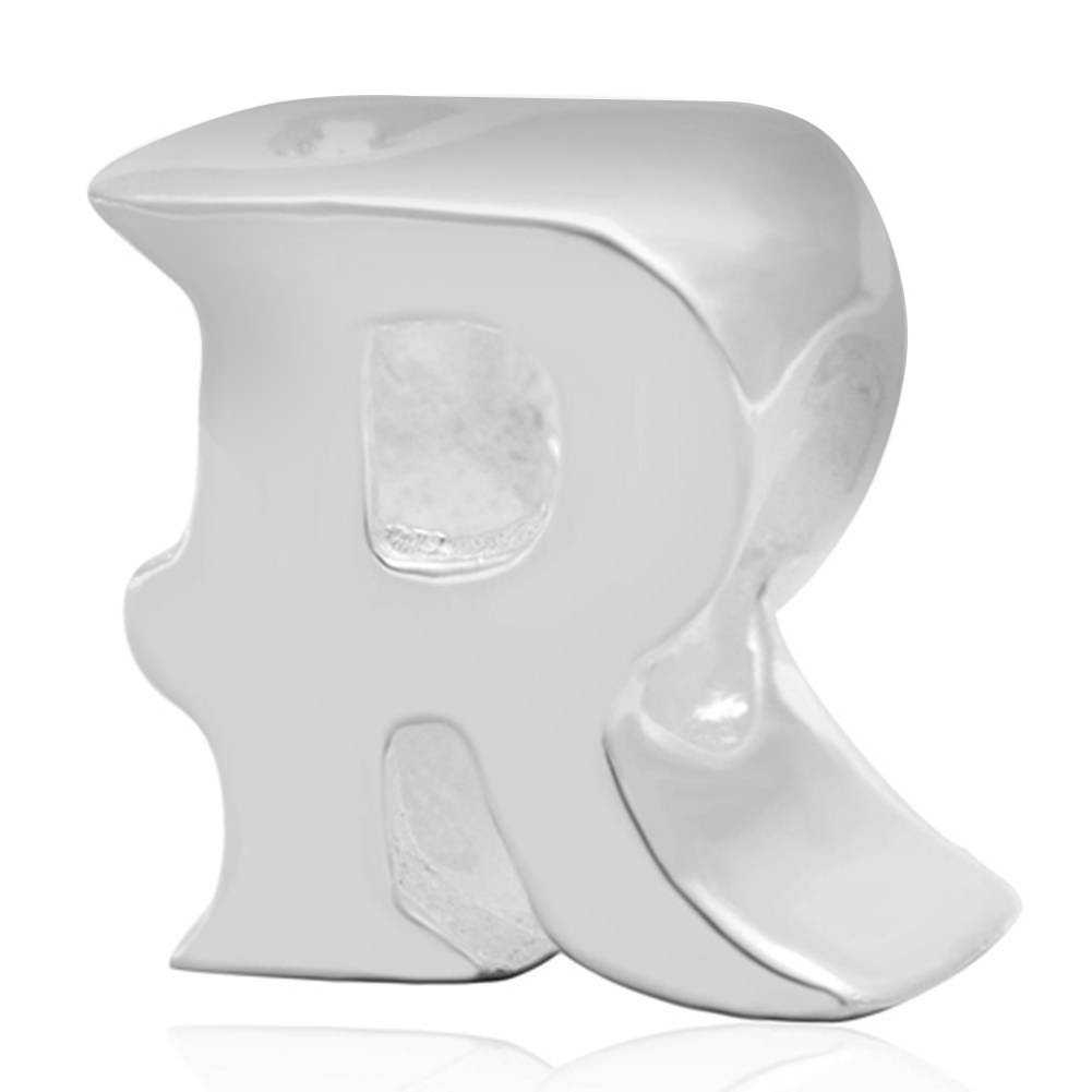 Alphabet Charms 925 Sterling Silver Beads Letter Initial R Charm Anniversary Charm Words Charm fits Pandora Charms Bracelet (R)