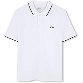 BOSS Boys Short Sleeve Knit Polo Shirt, Soft and Breathable, School Uniform with Striped Collar