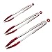 KEKU Stainless Steel Silicone Kitchen Tongs,Set of 3-7, 9, 12 Inch Heavy Duty Non-stickTongs for Barbeque, Cooking, Grilling Turner,RED