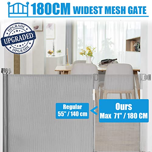 Retractable Stair Gate 71 inch, Extra Wide Baby Safety Gate, 31’’ Tall