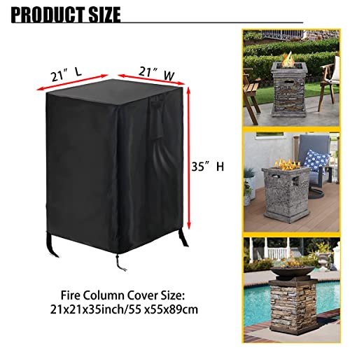 POMER Fire Column Cover, 21inch Square Firepit Cover for Patio Fire