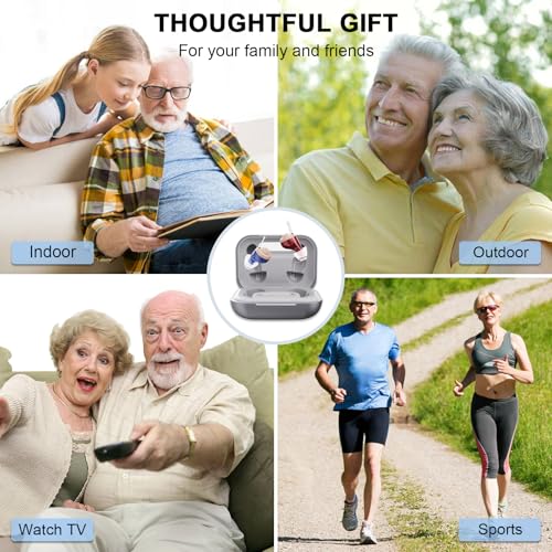Rechargeable Hearing Aids for Seniors, Smart Noise Reduction Hearing Aid with Crystal Clear Sound, with Portable Charging Case