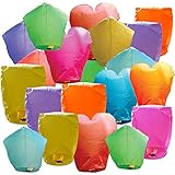 Just Artifacts 20 Eco Wire-free Assorted Chinese Flying Sky Lanterns (20-Pack, Assorted Shapes & Colors) - 100% Biodegradable, Environmentally Friendly!