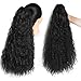 AISI BEAUTY Kinky Straight Ponytail for Women Synthetic Ponytail Hair Extensions with Claw Jaw 22 Inches (Color:Black)