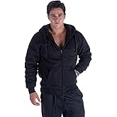 LeeHanTon Sherpa Lined Hoodie Mens Zip Up Heavyweight Fleece Casual Winter Warm Workout Sweatshirt Jacket Black S