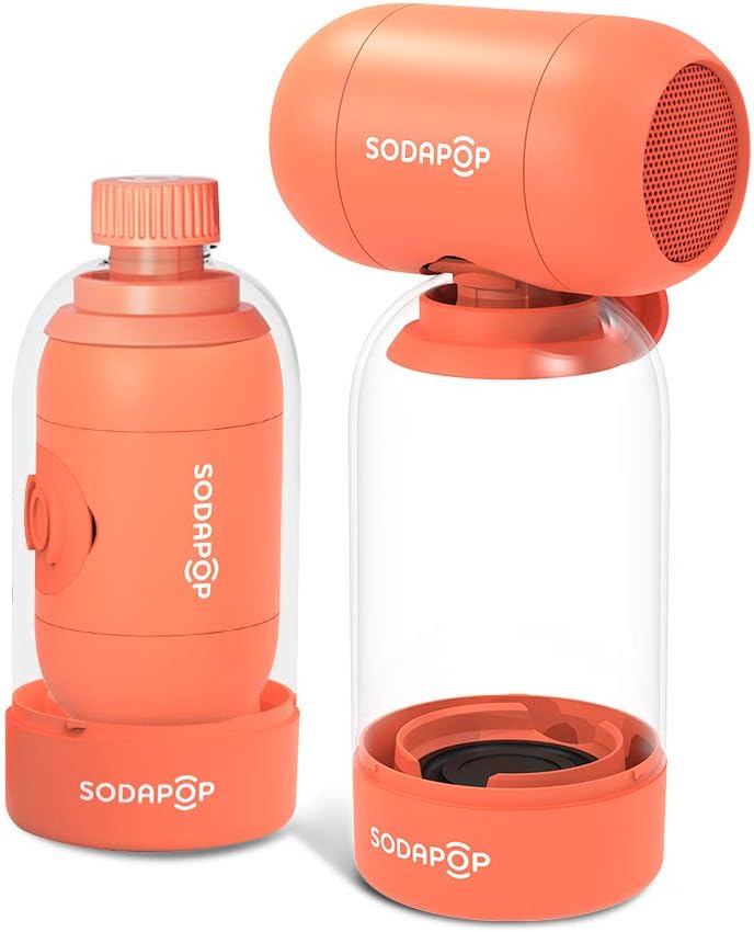 SODAPOP Portable Bluetooth Speaker - Portable Wireless Speaker, Loud Dual Stereo Sound, Rich Bass, 30 Hour Playtime, Built-in Mic, Splash Resistant, Superior Sound for Party, Travel, Beach - Orange