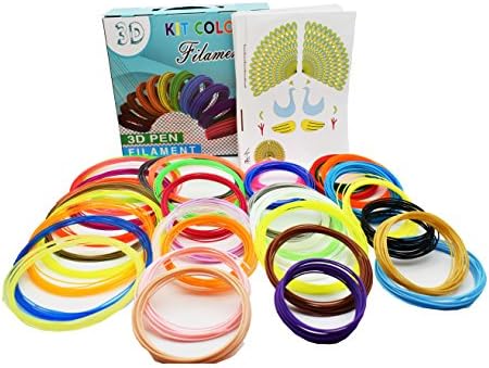 PLA 3D pen Filament refills 36 Colors 590.4 (ft) of 3D refills 1.75mm pen Filament. 6 Glow In The Dark colors,40 designs 3d pen printing stencils