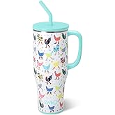 Swig Life 40oz Mega Mug, 40oz Tumbler with Handle and Straw, Extra Large Insulated Tumblers, Cup Holder Friendly Travel Mug (Funky Chicken)