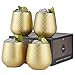 VonShef Gold Stemless Wine Glasses, Etched Gold Stainless Steel, 12oz Cups, Set of 4 Wine Tumblers with Gift Box