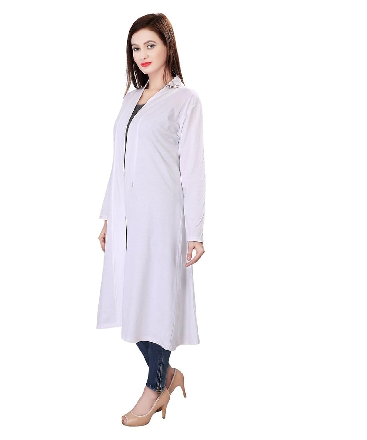 bfly women's viscose long shrug (white)