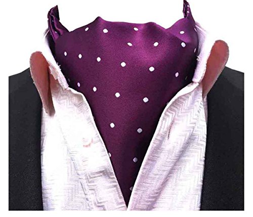 MOHSLEE 4 PCS Men's Polka Dots Ascot Cravat Ties Scarf Necktie Pocket Square Set - Thumbnail 5
