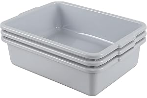 Jnktka 13 Liter Plastic Commercial Bus Box, 3 Pack Bus Tubs for Restaurants, Grey
